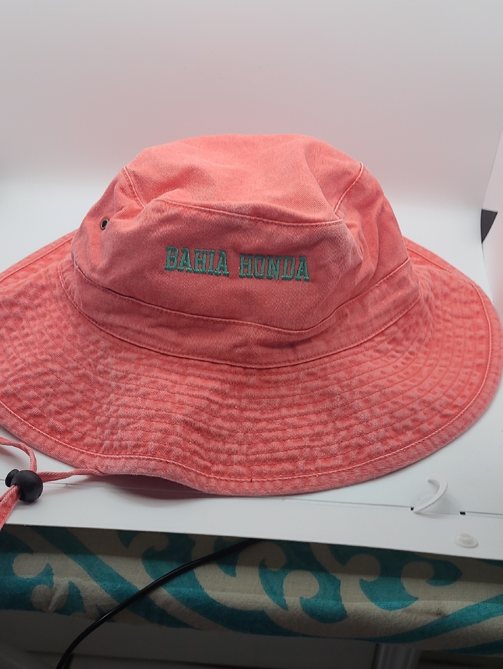 Bahia Honda Coral Bucket Hat with Green Embroidery